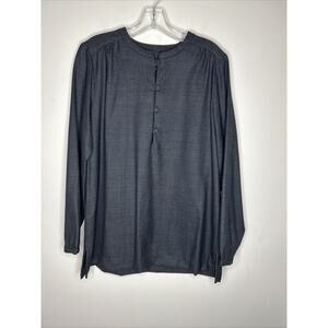Pendleton Women’s Long Sleeve Gray 100% Wool USA Tunic Blouse Half Button Large